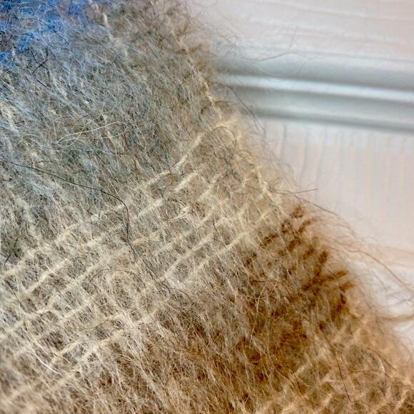 Samuel Tweed & Co Vintage Royal Scot Mohair Blue Knit Wool Scarf Unisex One Size - Picture 12 of 16